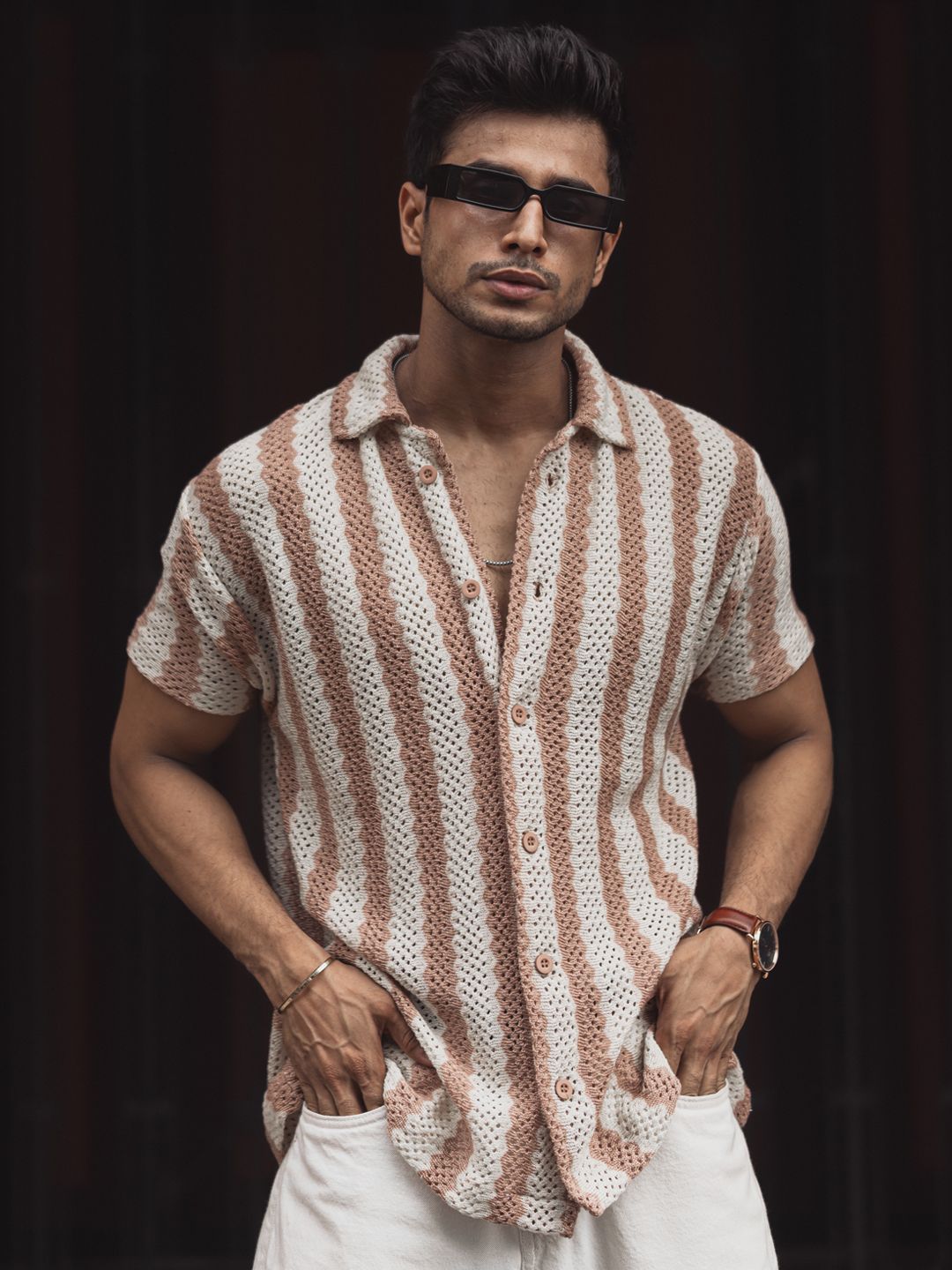 Powerlook Men Spread Collar Striped Casual Shirt