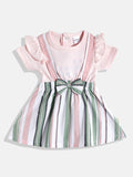 Moms Love Infant Girls Striped Bow Detail Pleated Fit & Flare Dress