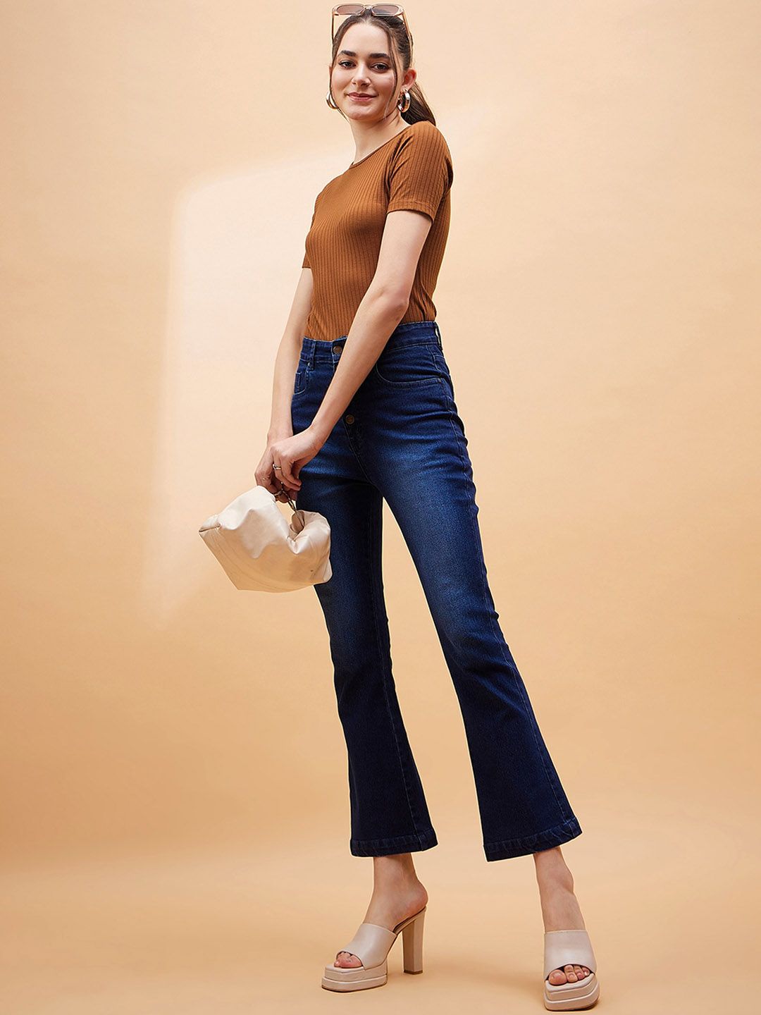 SASSAFRAS BASICS Brown Ribbed Round Neck Bodysuit