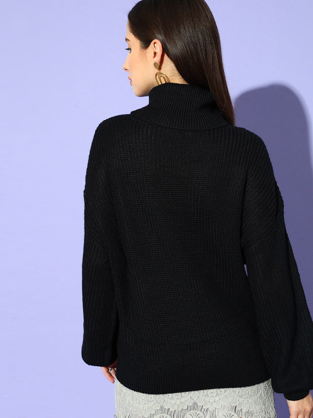 STREET 9 Women Black Ribbed Pullover
