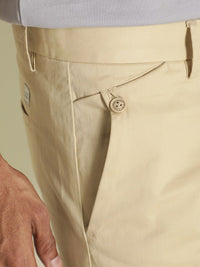 RARE RABBIT Jacob Solid Cotton Slim Fit Mid-Rise Trouser