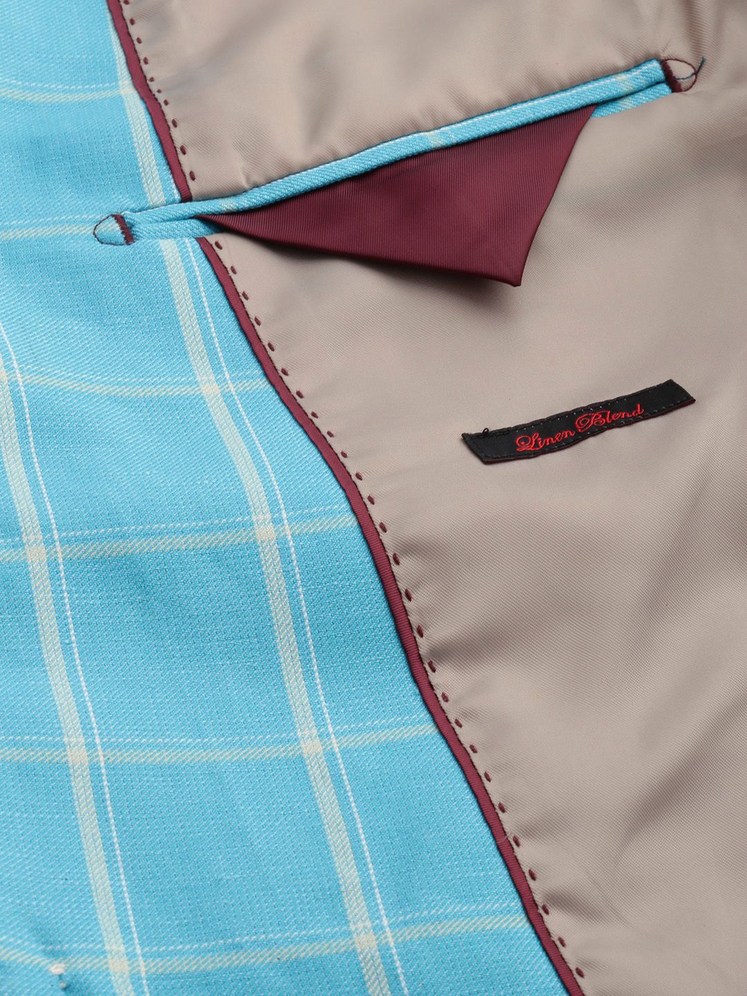 Raymond Linen Cotton Contemporary Fit Single-Breasted Checked Formal Blazers