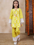 pspeaches Girls Paisley Printed Tie-Up Neck A-Line Kurta With Trousers