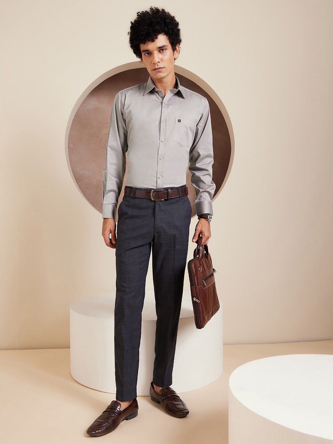 DENNISON Smart Solid Opaque Pure Cotton Satin Shirt