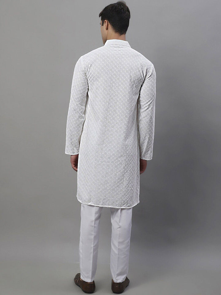 Jompers Geometric Chikankari Embroidered Kurta With Pyjamas