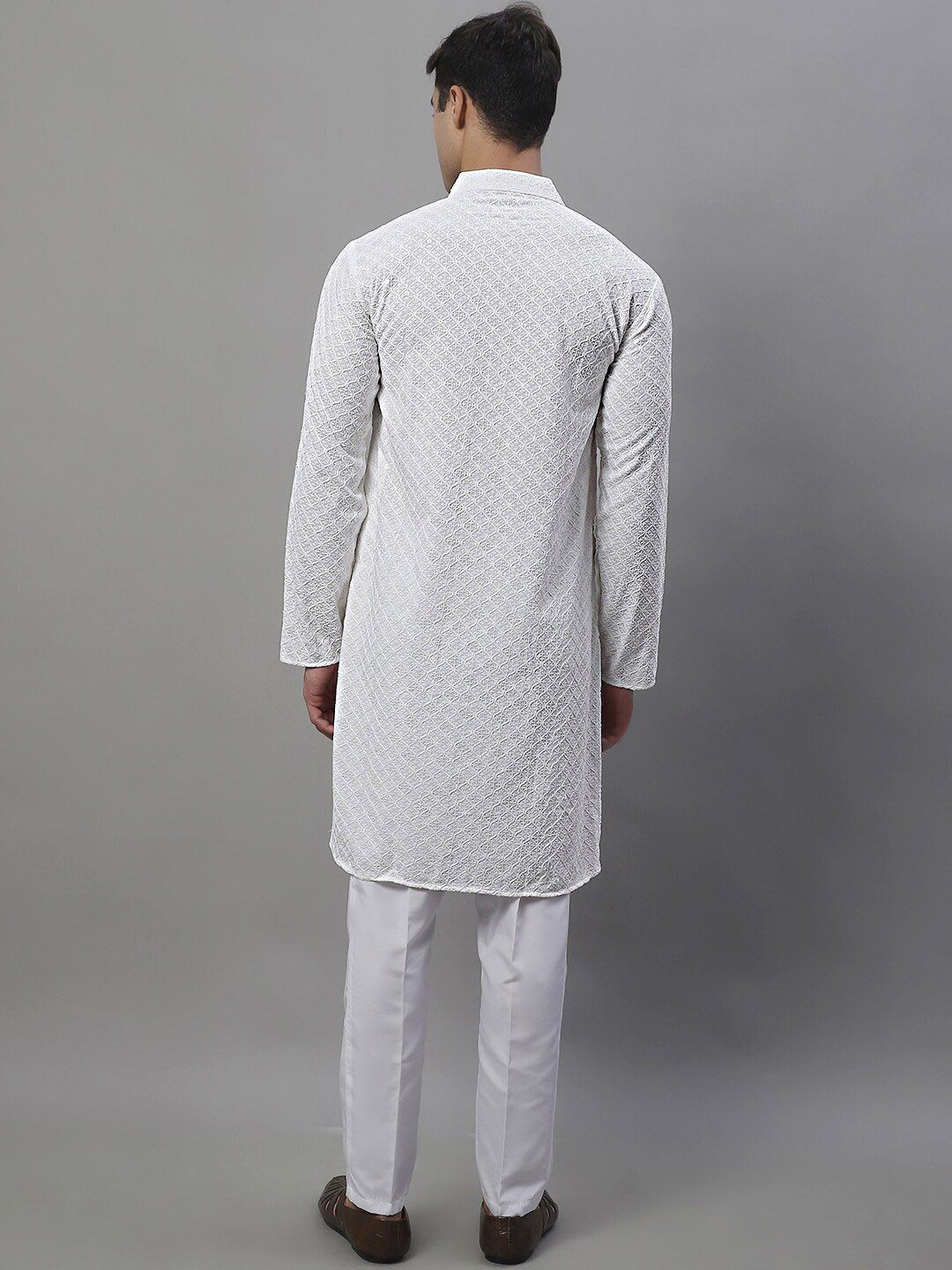 Jompers Geometric Chikankari Embroidered Kurta With Pyjamas