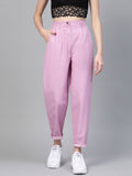 SASSAFRAS Women Lavender Relaxed Fit Mid-Rise Clean Look Pleated Jeans