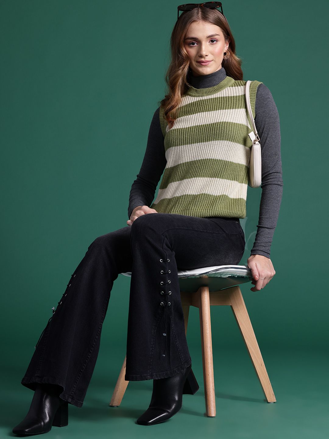 DressBerry Striped Sweater Vest