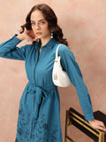 all about you Floral Embroidered Waist Tie-Ups Shirt Dress