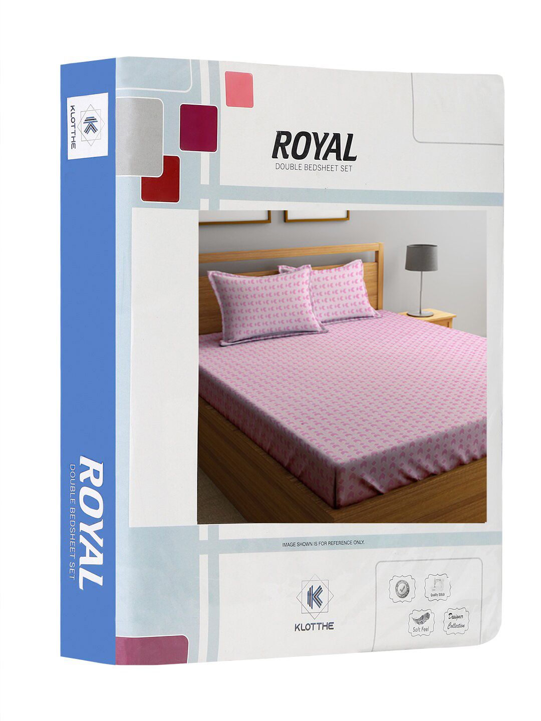 KLOTTHE Pink Geometric Cotton 300 TC King Fine Bedsheet with 2 Pillow Covers-98 x 87 inches