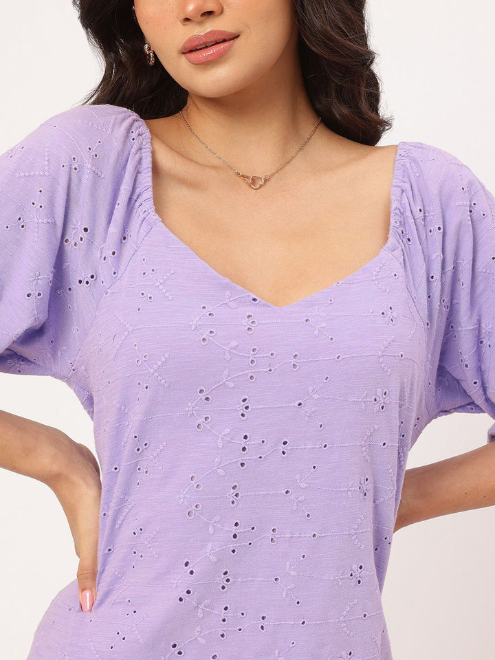 DressBerry Schiffli Splendor Cotton Mini A-Line Dress