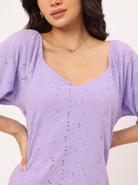 DressBerry Schiffli Splendor Cotton Mini A-Line Dress