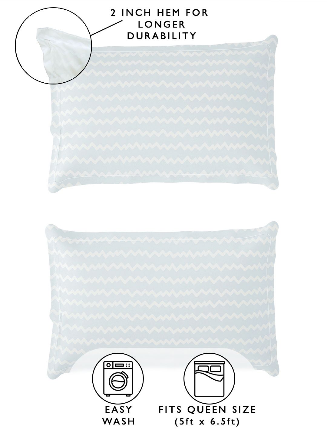 Story@home Arena White & Blue Geometric Printed 180 TC Queen Bedsheet & 2 Pillow Covers