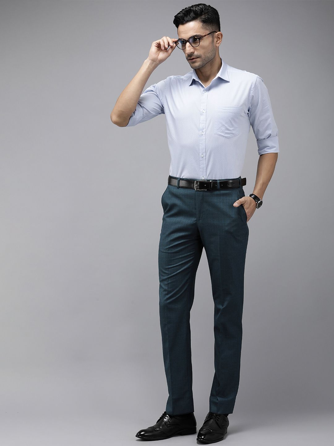 Park Avenue Men Mid-Rise Checked Formal Trouser