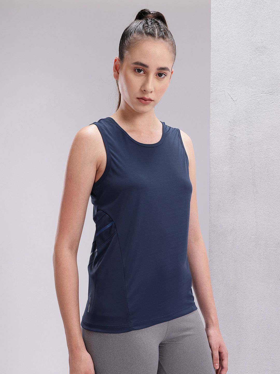 HRX by Hrithik Roshan Women Rapid-Dry Round Neck Training Tshirt with Mesh Detail