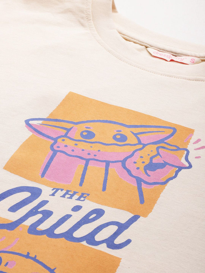 DressBerry Women Printed Drop-Shoulder Sleeves Pure Cotton T-shirt