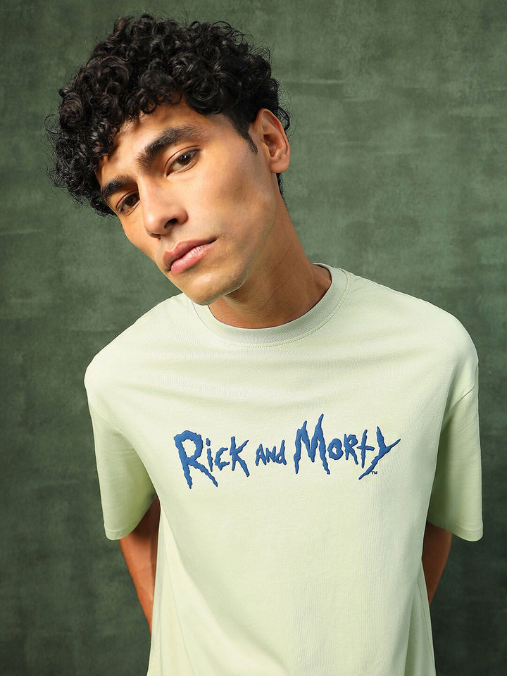 Bewakoof Official Rick and Morty Merchandise  Stoned Rick Morty Printed Oversized T-shirt