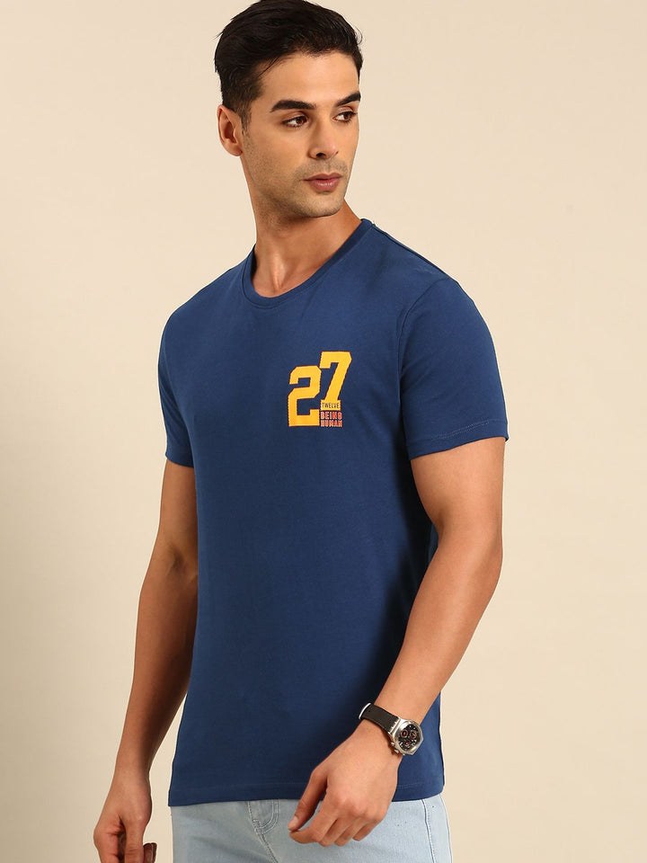 Being Human Solid With Minimal Print Detail Pure Cotton T-shirt