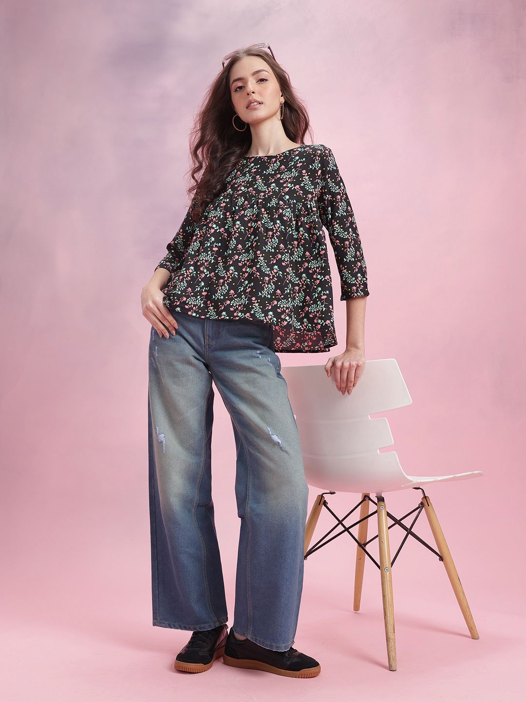 DressBerry Floral Print Empire Top