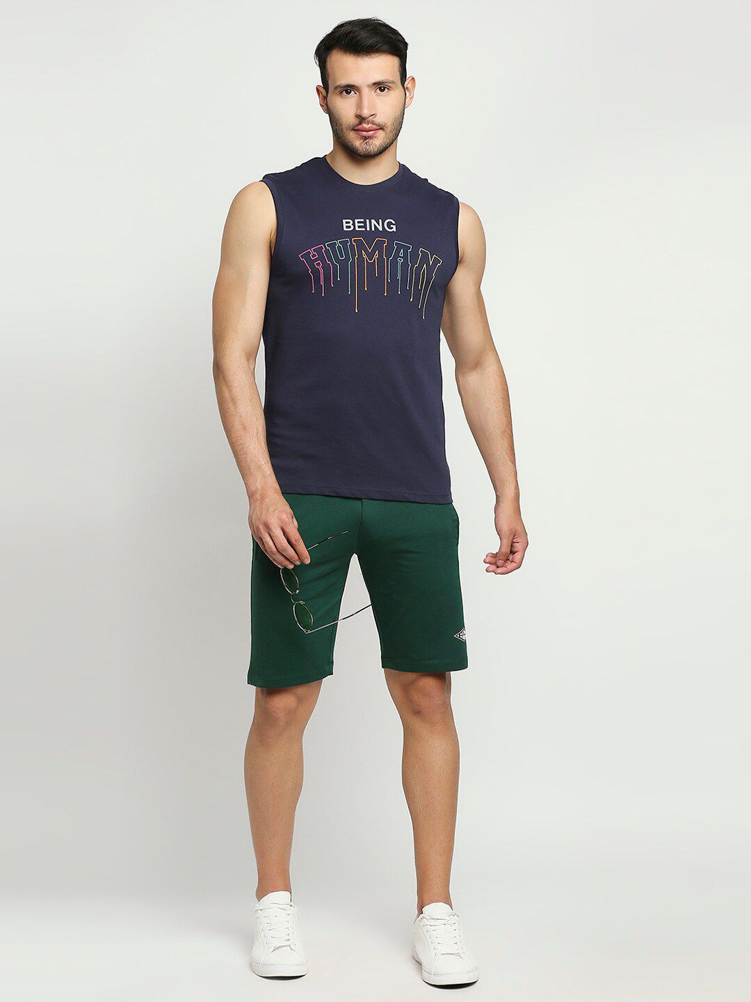 Being Human Men Navy Blue Typography Printed T-shirt