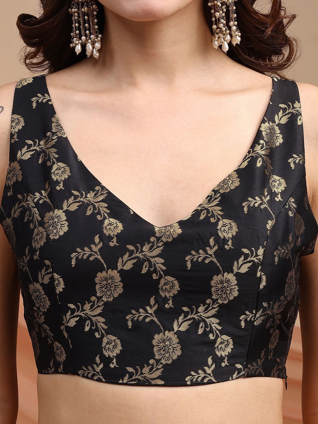 Tikhi Imli Woven Design Brocade Saree Blouse