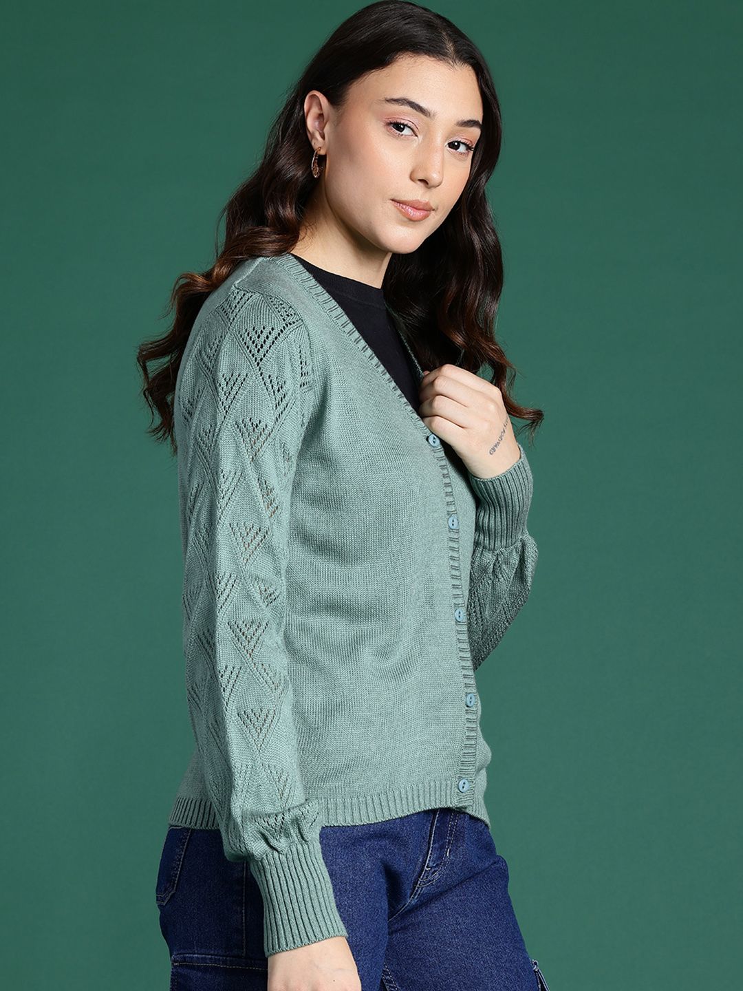 DressBerry Acrylic Knitted Cardigan