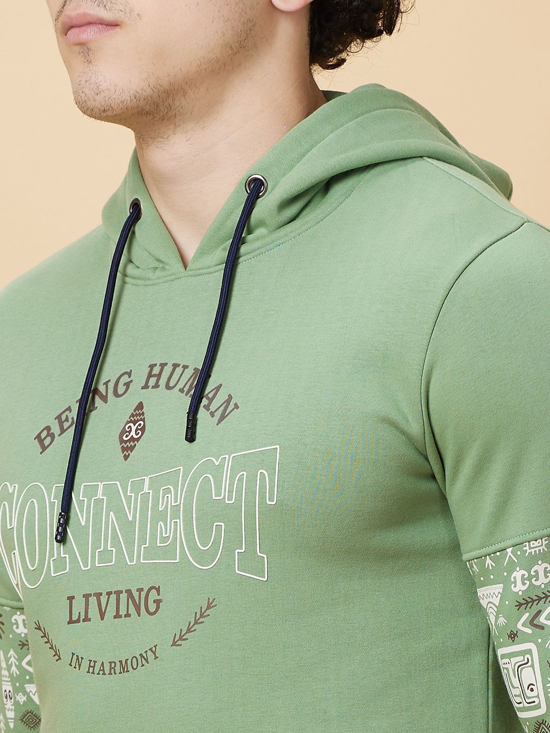 Being Human Printed Hooded Sweatshirt