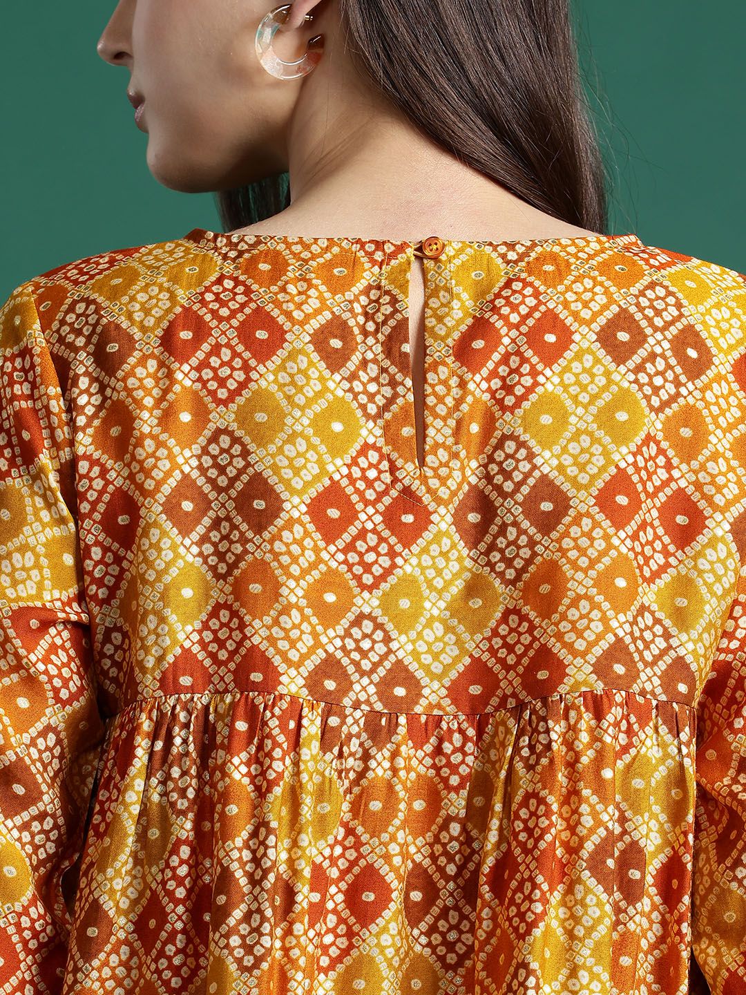 DressBerry Bandhani Print Empire Top