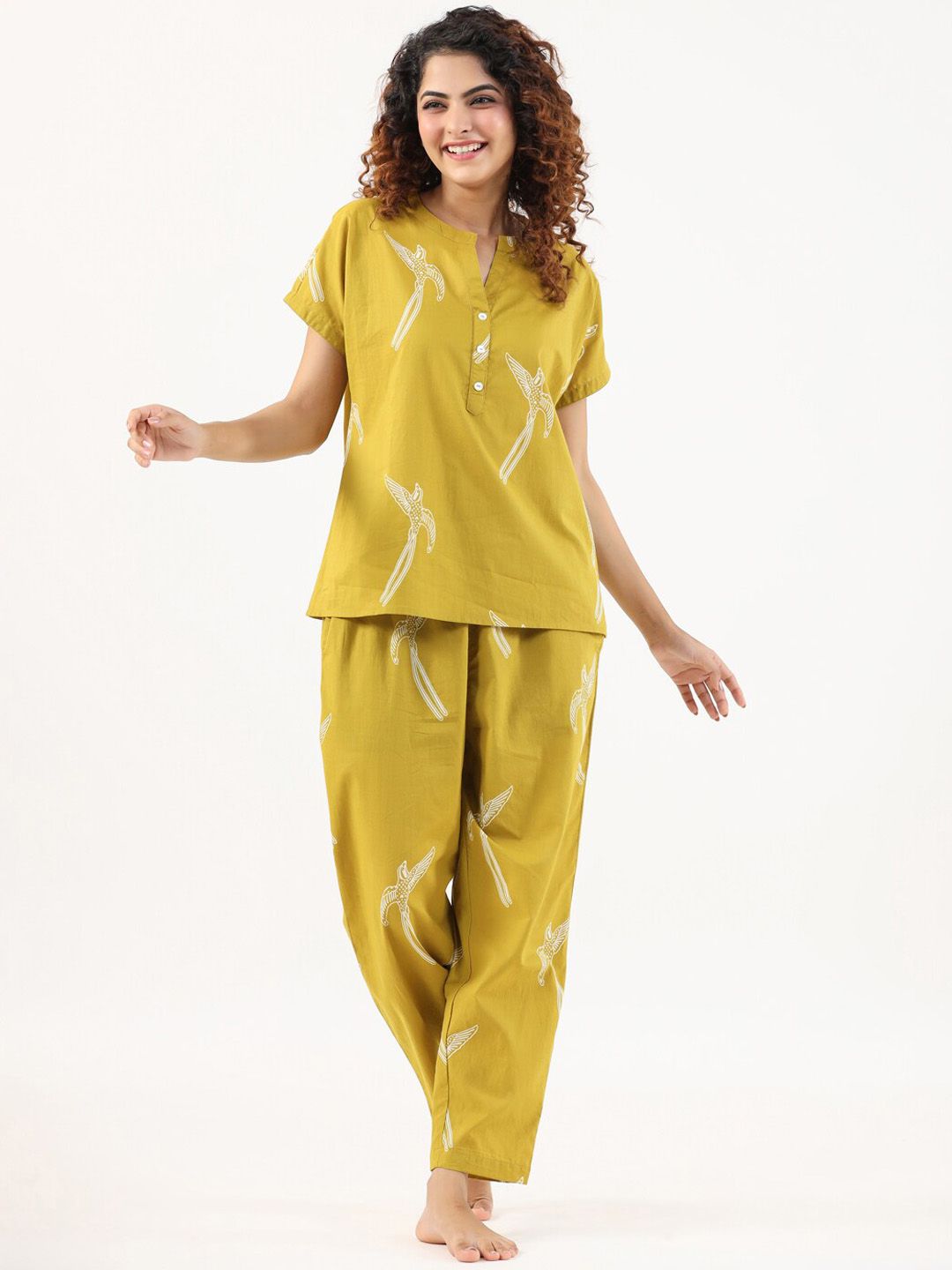 SANSKRUTIHOMES Graphic Printed Pure Cotton Night suit