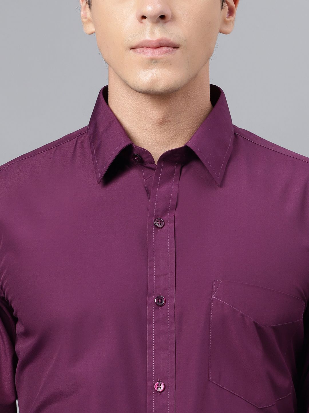 Hancock Men Purple Slim Fit Solid Formal Shirt