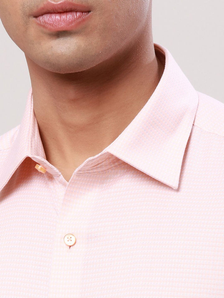 Raymond Contemporary Fit Self Design Spread Collar Cotton Formal Shirt