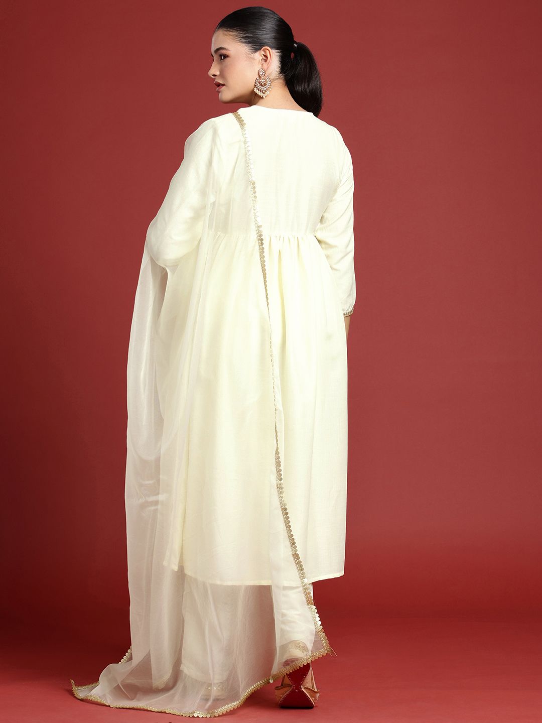 all about you Empire Sequinned Kurta with Trousers & With Dupatta