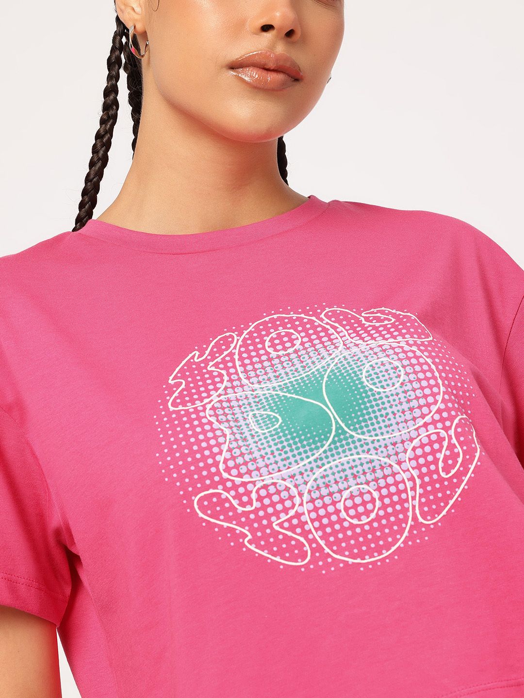 DressBerry Graphic Groove Printed Crop T-shirt