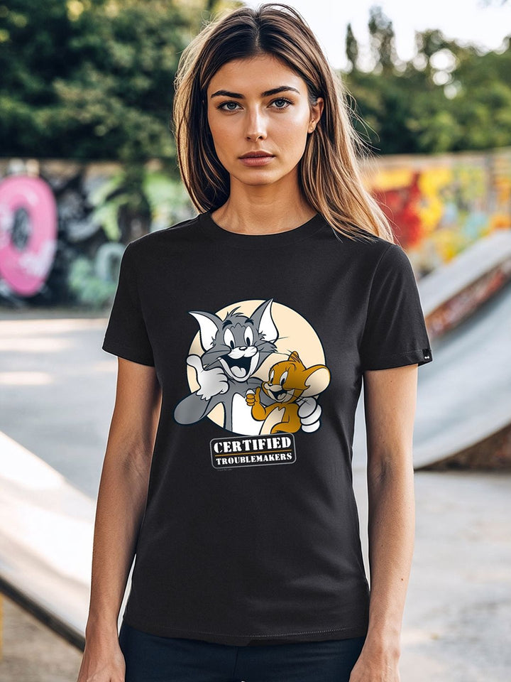 Bewakoof Humour and Comic Printed Tom & Jerry Pure Cotton T-shirt