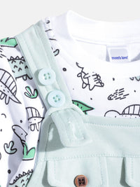 Moms Love Infant Boys Pure Cotton Printed Dungaree With T-Shirt