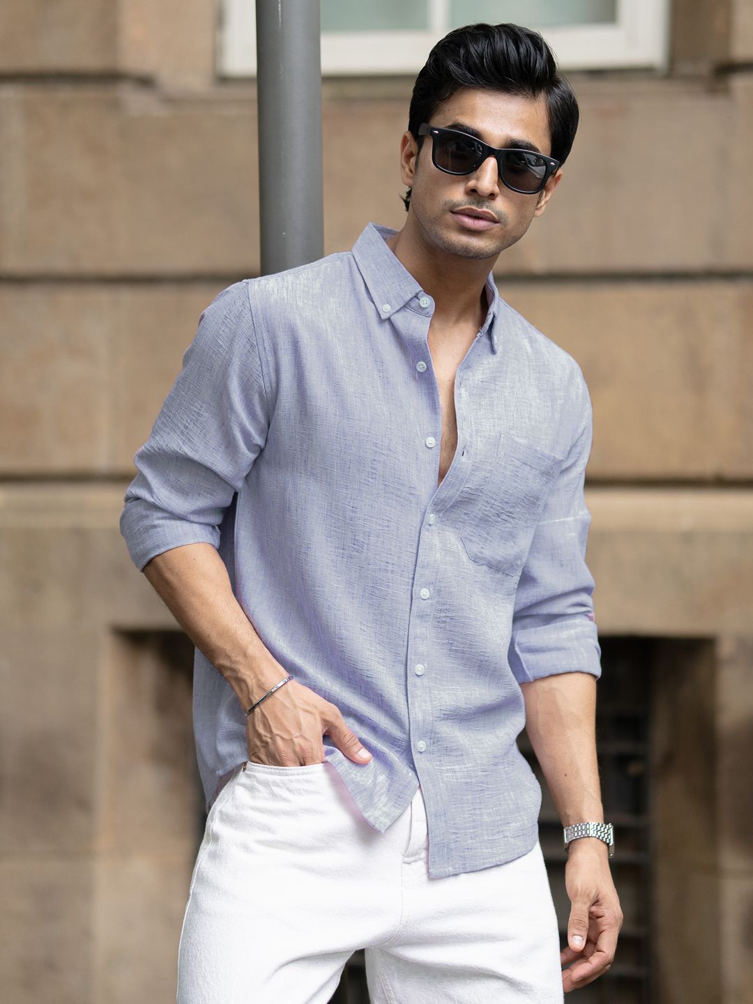 Powerlook Men Solid Spread Collar Casual Shirt