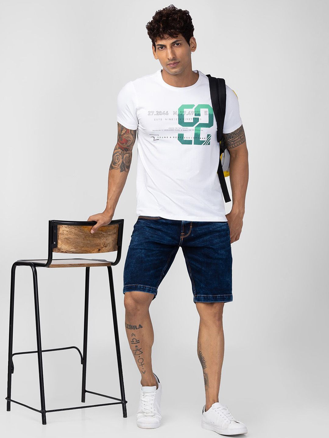 SPYKAR Men Washed Denim Shorts