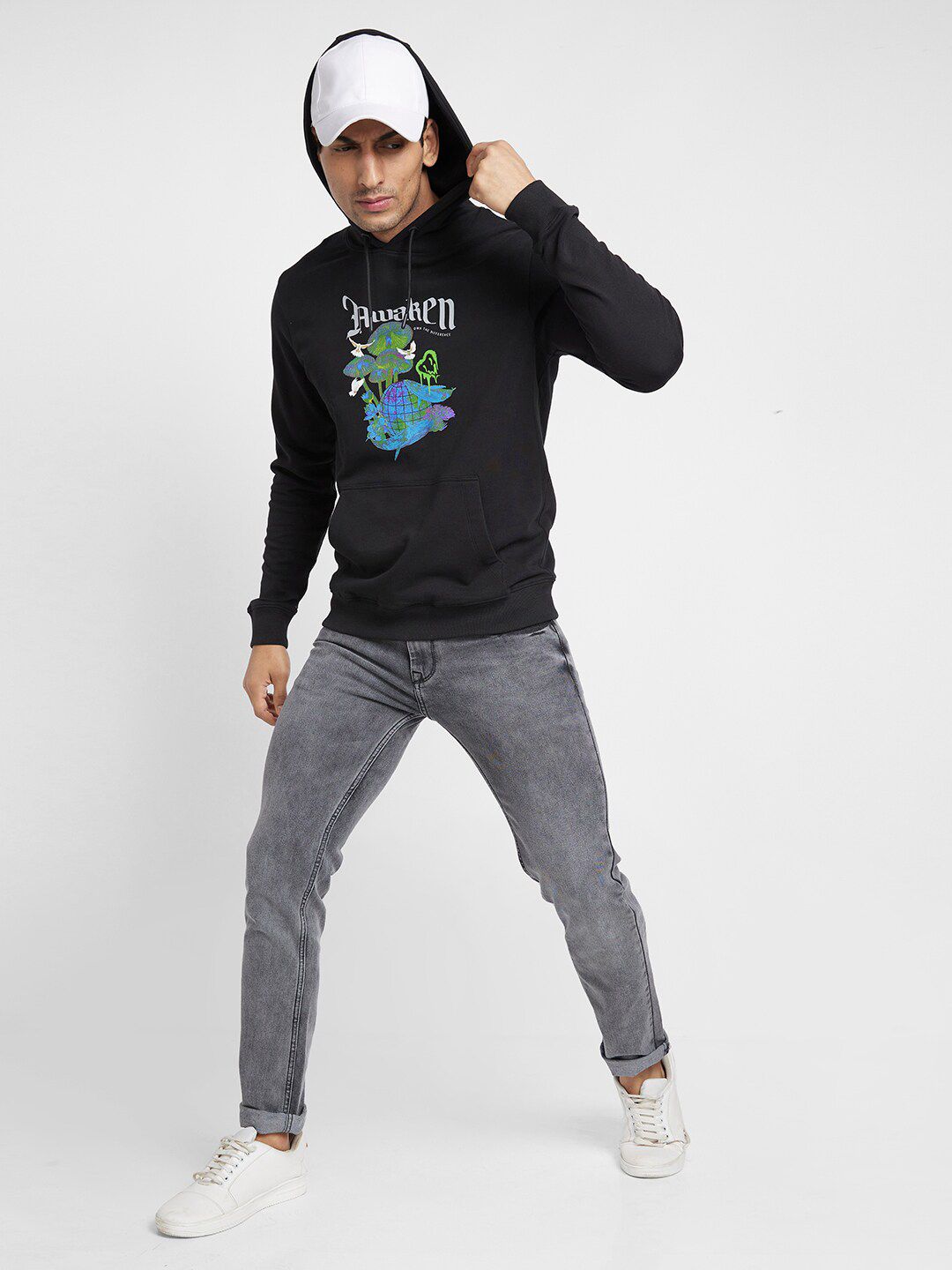 Being Human Typography Printed Hooded Cotton Pullover