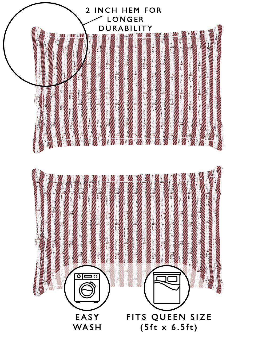 Story@home Arena Maroon & White Striped Microfiber 180 TC Queen Bedsheet & 2 Pillow Covers