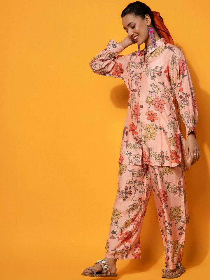 Libas Floral Printed Shirt With Palazzo Co-Ords