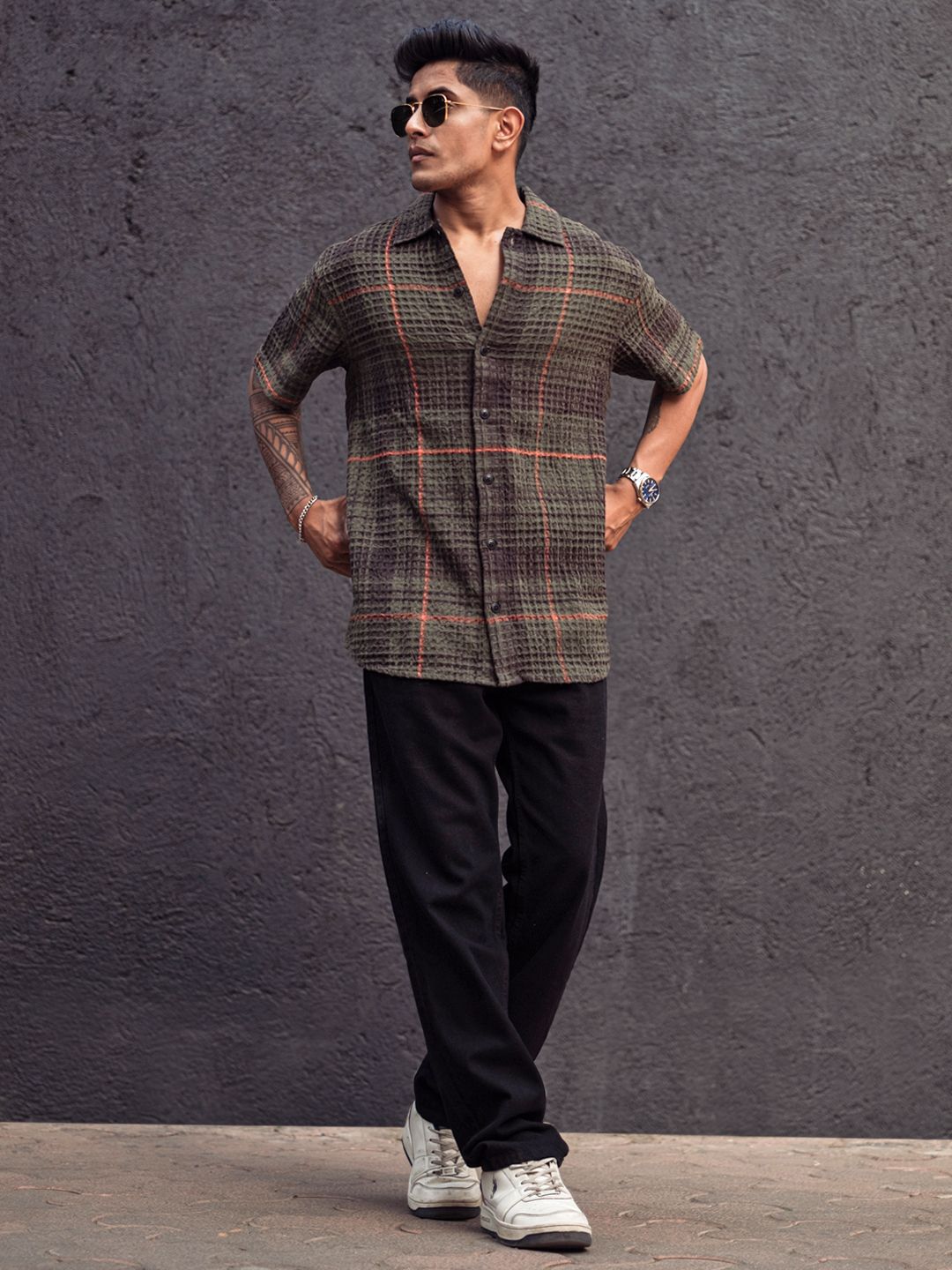 Powerlook Men Tartan Checks Opaque Checked Casual Shirt