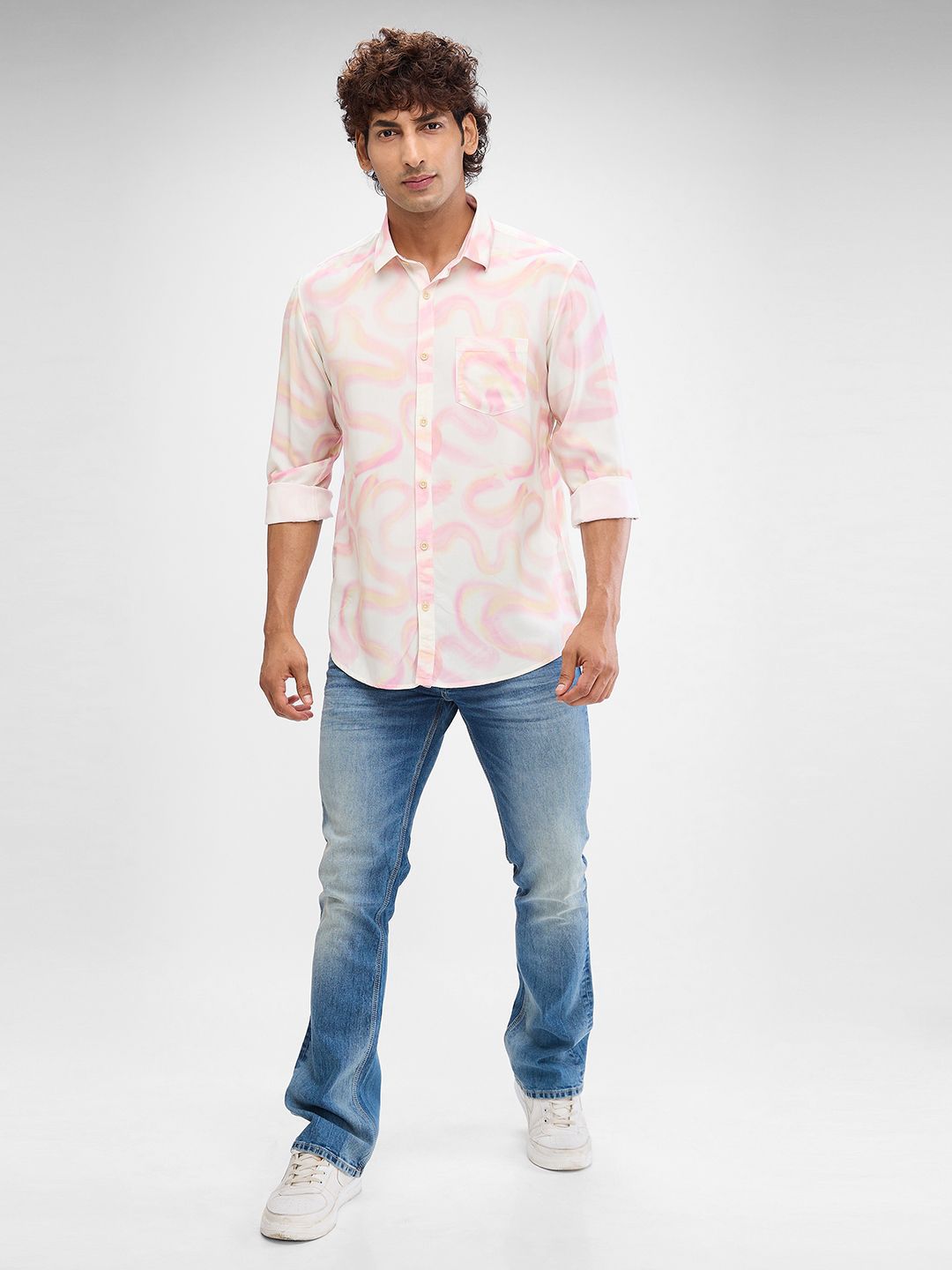 SPYKAR Men Slim Fit Abstract Printed Casual Shirt