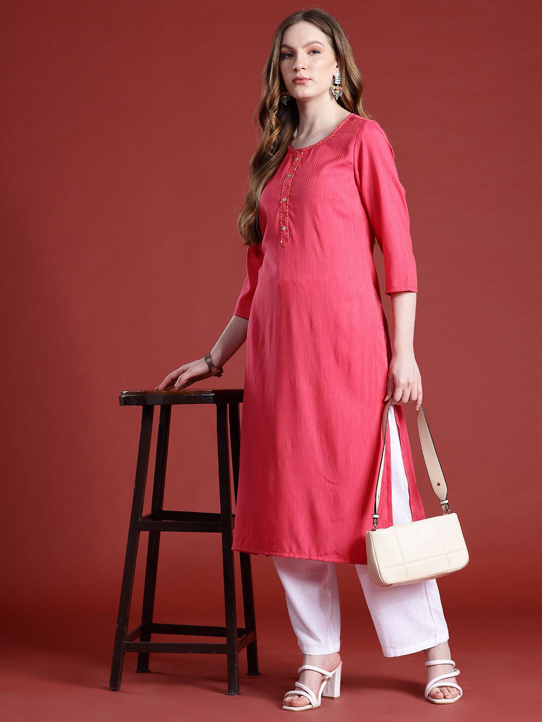Anouk Sequined Straight Kurta