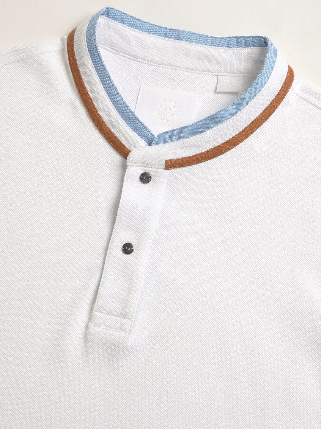 THE BEAR HOUSE Henley Neck Pure Cotton T-shirt