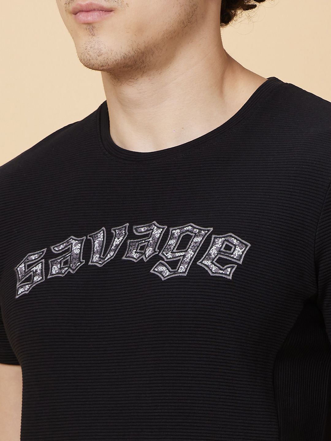 Being Human Men Typography Applique T-shirt