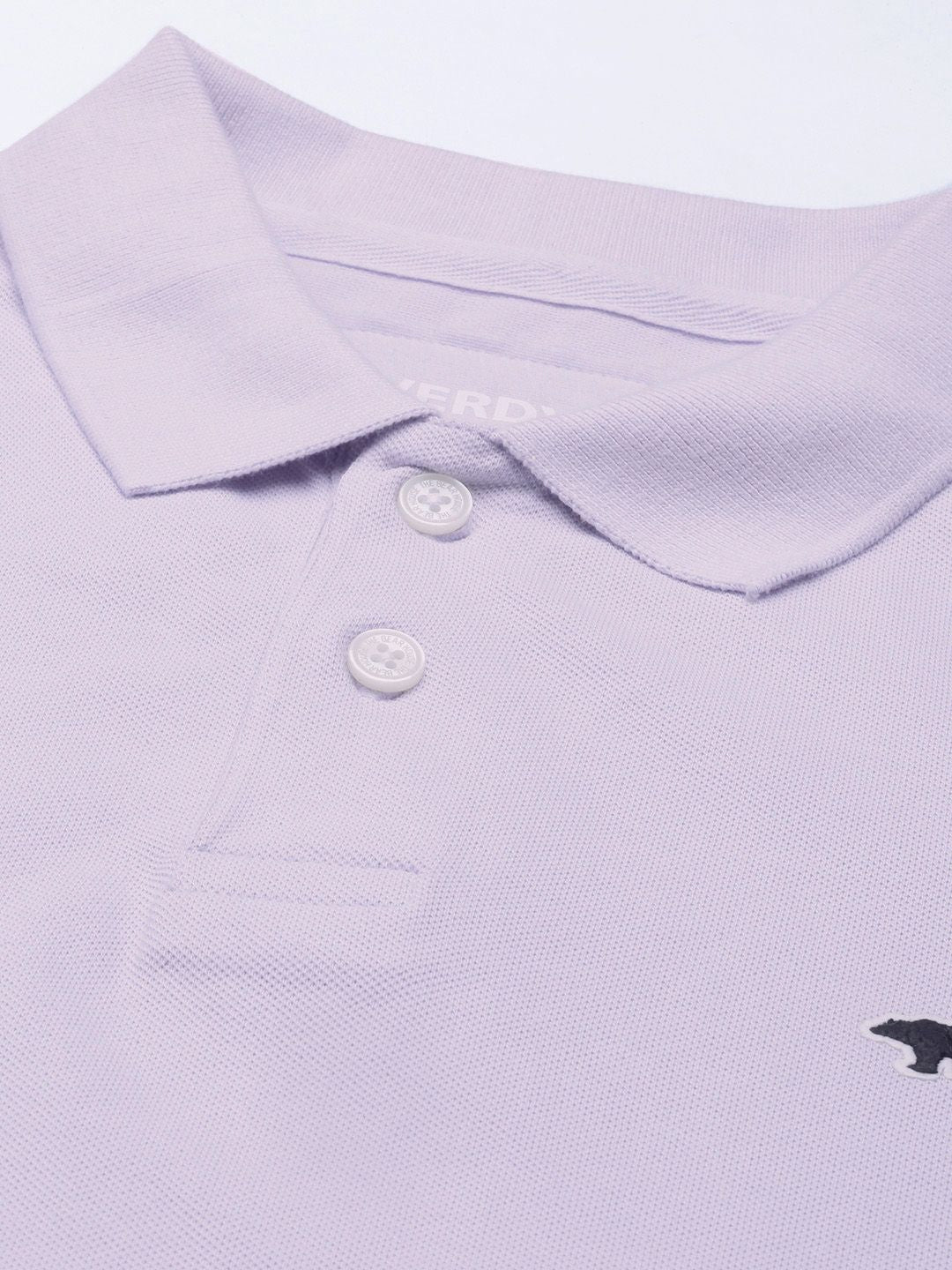 THE BEAR HOUSE Men Violet Polo Collar Slim Fit T-shirt