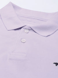 THE BEAR HOUSE Men Violet Polo Collar Slim Fit T-shirt
