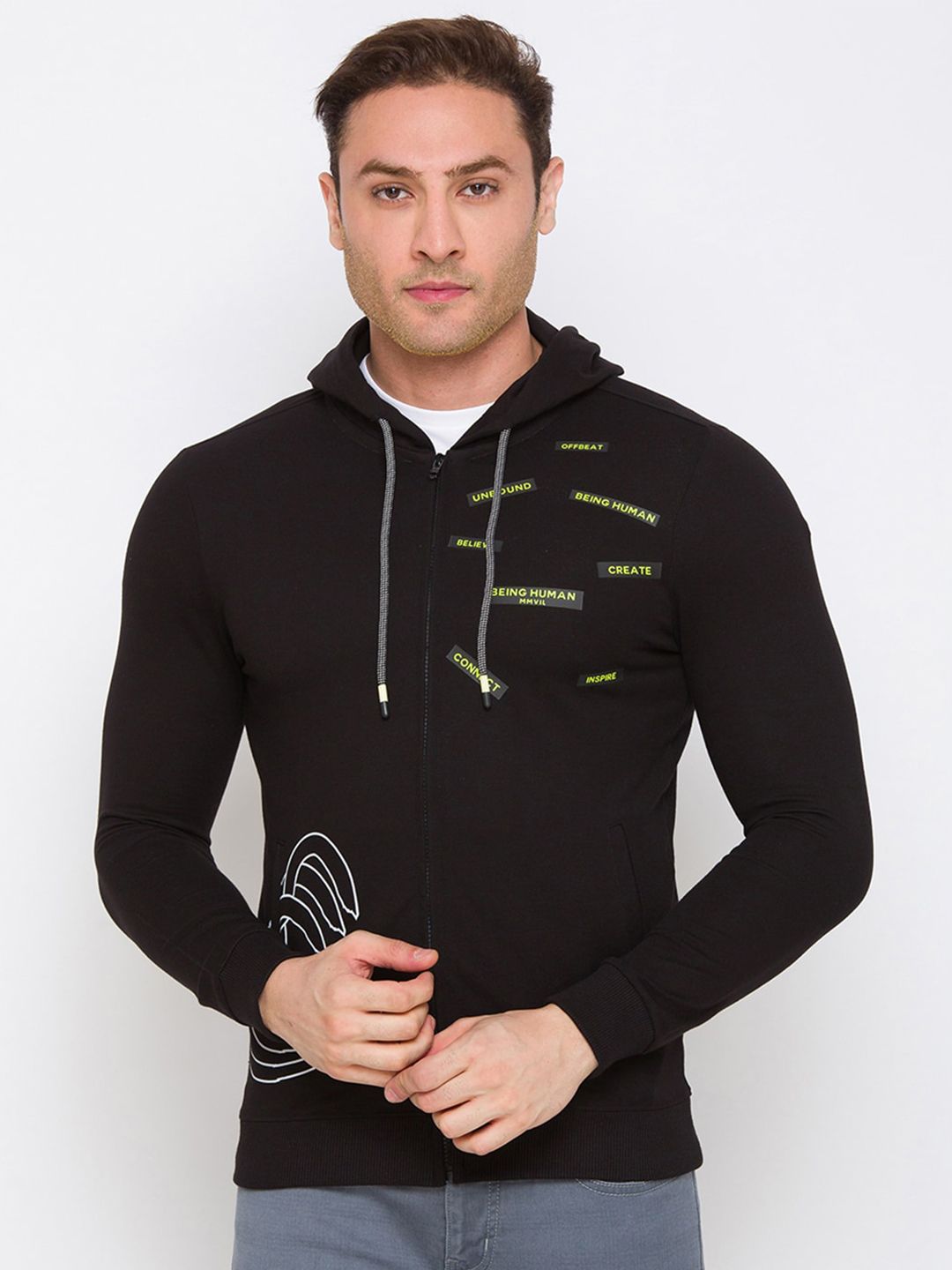 Being Human Printed Hooded Sweatshirt