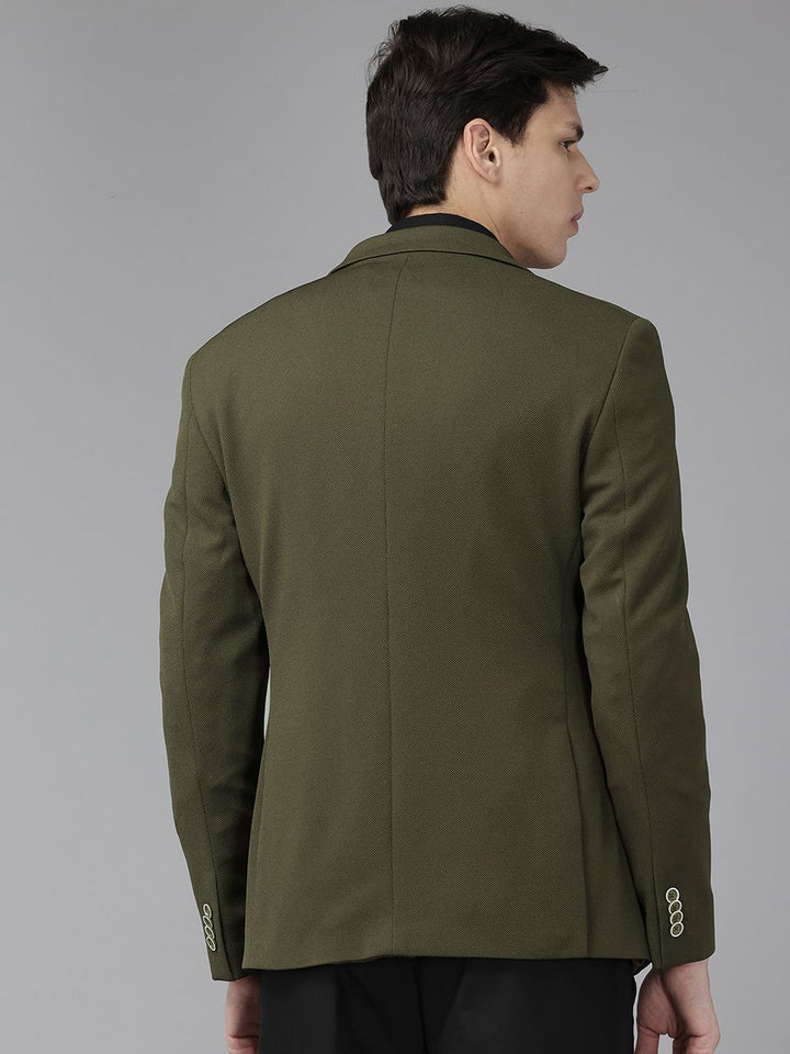 Park Avenue Textured Super Slim Fit Single-Breasted Formal Blazer