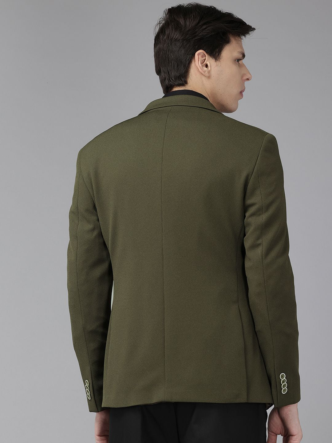 Park Avenue Textured Super Slim Fit Single-Breasted Formal Blazer